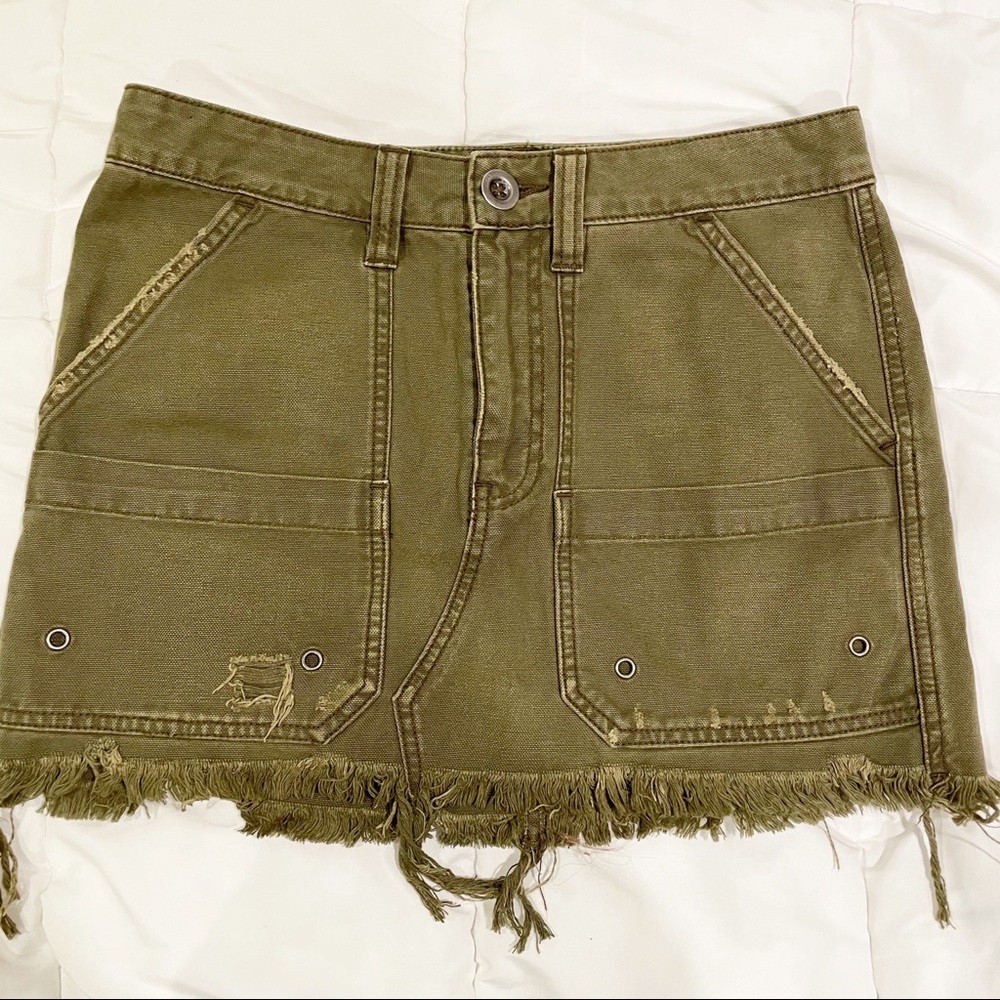 free people | canvas relaxed mini cargo skirt - Picture 4 of 12